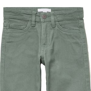Pantalones Casuales para Niños, Corte Recto, Color Verde, Algodón con Elastano, Cierre de Cremallera, con Presillas para Cinturón, Cómodos, Transpirables, Ecológicos, para Uso Diario - Product Image 1