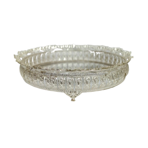 Plateau de service en métal rond argenté aspect panier traditionnel pour décor pour décoration de table et cadeaux de Festival - Product Image 1