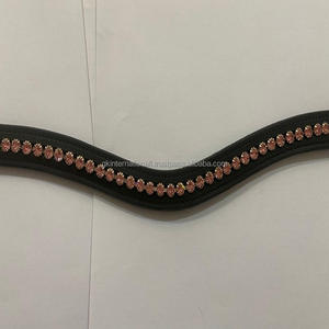 1 rangée de cristaux roses étincelants, strass incrustés, chaîne vide en cuir, bracelet de sourcil de cheval avec bouton-pression pour boucles - Product Image 5