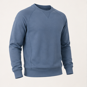 Sweat-shirt personnalisé bleu poussière pour homme, coupe décontractée, athlétique, col rond compact avec insert en V tonal, MCRW-0014 - Product Image 4
