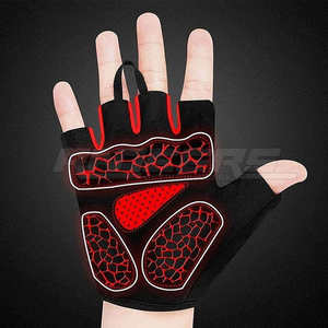 Gants de sport demi-doigts rouge et noir avec support de poignet, logo personnalisé, marque privée, pour musculation, CrossFit et fitness - Product Image 2
