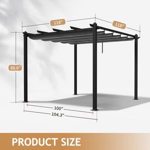 Pérgola y Gazebo Gris para Exteriores de 10*10 pies - Product Image 4