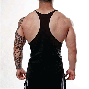 Débardeur stringer 100 % coton pour homme, personnalisé, pour la musculation, avec logo frontal, en tissu tricoté, imprimé par décharge, beige - Product Image 6