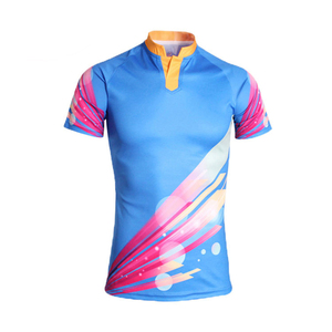 Uniforme de Rugby para Hombre, Azul y Rosa Degradado, Sublimado, Manga Corta, Ajustado, Secado Rápido, Ropa Deportiva para Todas las Temporadas - Product Image 5