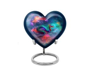 โกศบรรจุอัฐิรูปหัวใจโลหะสีดำลายม้าลาย ลดราคาพิเศษ พร้อมฐานตั้งและถุงกำมะหยี่ฟรี - Product Image 2