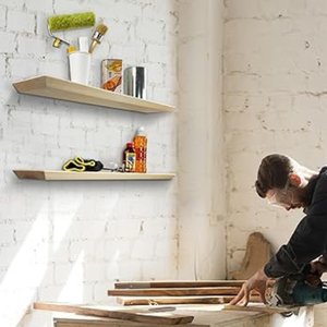 ชั้นวางของติดผนังไม้แกะสลักลายศิลป์ ชุด 2 ชิ้น สไตล์เรียบง่าย สำหรับห้องนั่งเล่น ห้องครัว สไตล์บ้านไร่ - Product Image 3