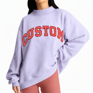 เสื้อสเวตเชิ้ตผ้าฟลีซคอเต่าทรงหลวมแบบดรอปโชว์เดอร์สำหรับผู้หญิง สีกรมท่า สวมใส่สบาย อุ่นสบาย ขายส่ง แบรนด์ USA UK Europe EU - Product Image 2