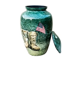 Urna de cremación de Metal de aluminio de 10 pulgadas para cenizas de adultos cremadas, urnas funerarias conmemorativas hechas a mano para cenizas grandes - Product Image 1