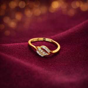 18K Gold Plated Minimalist Love Band Ring with Heart Cut Diamond Pave Setting - Product Image 1
