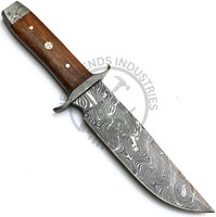 Nouvelle édition de couteau de chasse artisanal en acier Damas à lame pleine, avec manche en bois de rose, extra tranchant, pour le camping et la survie