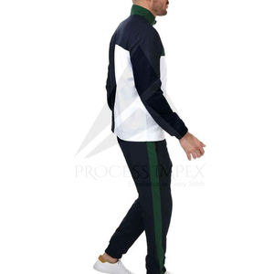 Ensemble de survêtement pour homme à blocs de couleur, col montant zippé, 2 pièces, respirant, en polyester et coton, tenue sportive décontractée, printemps, adulte - Product Image 2