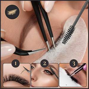 Ensembles de pinces à cils, pinces à cils droites et courbées, pinces à cils en titane arc-en-ciel - Product Image 3