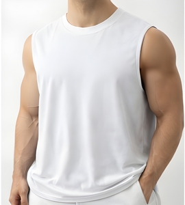 Débardeur de sport sans manches en molleton bouclette pour homme, coupe oversize et carrée, bords bruts, style streetwear et fitness, marque privée OEM, fournisseur - Product Image 3