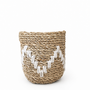 AUDRY S Pot en jacinthe d'eau tressé à la main avec détails en macramé, panier à plantes naturel, décoration intérieure écologique, style bohème - Product Image 1