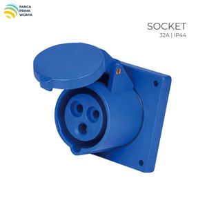 คุณภาพสูง 32A IP44 ซ็อกเก็ตอุตสาหกรรม 2P+E 220-250V 6h ตัวเชื่อมต่อไฟฟ้าแบบติดตั้งบนแผง LX-323N - Product Image 1