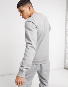 Sweat-shirt gris à col rond pour homme, manches longues, couleur unie, vêtement décontracté, 100% coton, poids moyen, coupe classique, style automne - Product Image 4