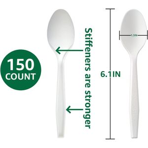 Posate Monouso 100% Compostabili Eco-Friendly Resistenti Senza Plastica Coltelli Forchette Cucchiai Utensili Pesanti 'Eco-Fr'ware - Product Image 1