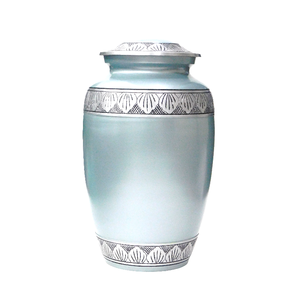 Urnas de cremación de aluminio para adultos con grabado, acabado en estaño y esmalte marrón, urnas metálicas para cenizas humanas. - Product Image 4