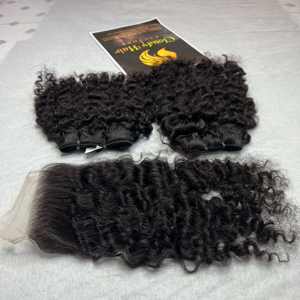 Cheveux naturels bouclés birmans vietnamiens, couleur naturelle, 100 % non traités, 18 pouces, closure en dentelle HD 5x5, cheveux non Remy - Product Image 4