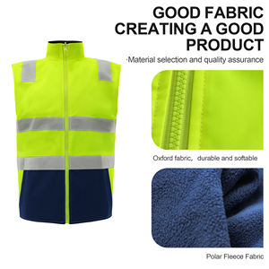High Visibility Safety <b>Vest</b> Reflective Stripes Zipper Closure Men's Workwear Polyester Material - Product Image 3