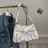 Tas Selempang Wanita Gaya Balet Fashion Original, Bahan Satin Sutera Berkilau, Lipit, Pita, Ukuran Kecil, Lucu, dan Mudah Dibawa