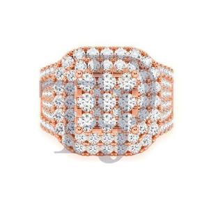 Anillo de Diamantes Hip Hop para Hombre, Diseño Cuadrado, Anillo de Lujo en Plata 925 con Acabado en Oro de 10K o 14K - Product Image 1