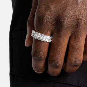 Bague éternité double rangée en argent sterling 925 |   Bague complète à coupe ronde |   Bague de mariage et d'anniversaire de luxe - Product Image 4