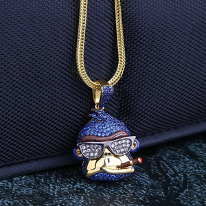 Colgante Personalizado de Plata de Ley 925 con Baño de Rodio, Diseño de Cara de Mono, Moissanita de Corte Brillante, Claridad VVS, Estilo Hip Hop, 15g, Unisex, Regalo - Product Image 5