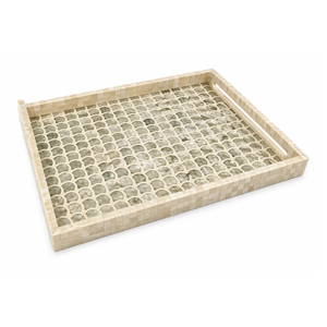 Bandeja de Servir con Incrustaciones de Madreperla Natural, Plato Artesanal Sostenible para Almacenamiento en el Salón Ecológico - Product Image 1