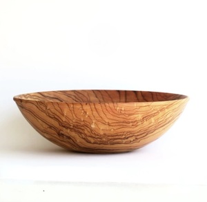 Bol à salade en bois d'olivier fait main, écologique, avec une belle veine de bois, design rustique moderne, durable, 8,5 pouces, bol en olivier TerraCurve - Product Image 4