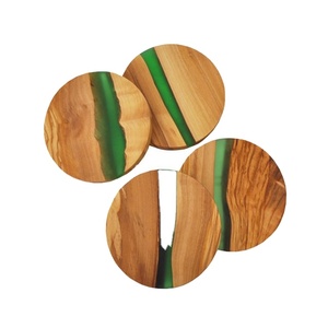 Modern Acacia <b>Wood</b> Coasters Creative Tea Cup <b>Mat</b> and <b>Table</b> Decoration with Epoxy Resin for Home or Office - Product Image 1