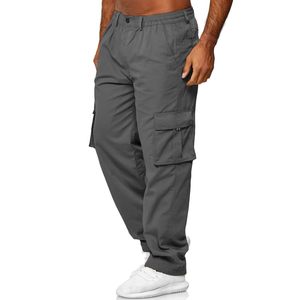 Pantalones Jogger Cargo Grises para Hombre, Pantalones Casuales Ligeros con Bolsillos Laterales y Dobladillo Elástico - Product Image 1