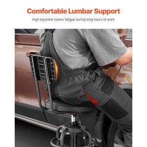 Sgabello da Lavoro Pneumatico da 300 Libbre per Garage, Altezza Regolabile, Sedile con Ruote e Schienale Girevole a 360 Gradi - Product Image 3