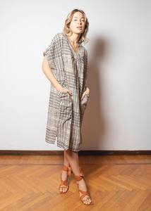 Vestido Kaftan Boho Chic de Algodón Indio Ligero con Estampado Geométrico, Traje Maxi de Verano HANIMA013 - Product Image 4