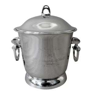 Food Safe Metal <b>Ice</b> <b>Bucket</b> With Lid Easy Portable Metal Champagne Wine Chiller <b>Bucket</b> With Handles Double Wall - Product Image 1