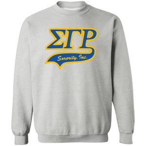 Sudadera gris con estampado serigrafiado Sigma Gamma Rho para mujer, suéter gráfico de hermandad griega con cuello redondo, forro polar, personalizada, informal, universitaria - Product Image 1