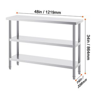 Tavolo da Lavoro per Cucina Commerciale in Acciaio Inox 14 X 48 X 34 Pollici, Robusto Banco per Preparazione Alimenti con 2 Ripiani Inferiori Regolabili - Product Image 6