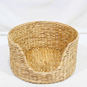 Lit pour chat rond tissé à la main avec coussin moelleux, matériau en fibre respirante, style minimaliste pour usage intérieur - Product Image 4