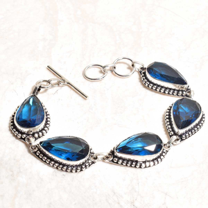 Natural Blue Topaz 925 Sterling Silver Adjustable <b>Bracelet</b> Handmade Gemstone Jewelry Boho <b>Bracelet</b> for Women <b>Men</b> - Product Image 4