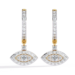 อาจเรเทลต่างหูเพชรธรรมชาติเซเลสเชียลอาย 0.48 กะรัต ทอง 14K ทรงกลมเจียระไนบริลเลียนท์คัท สี HI ความสะอาดระดับ VS-SI - Product Image 1