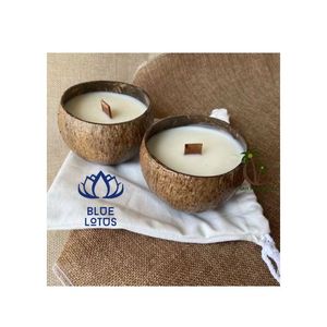 Bougie chauffe-plat artisanale GEM BEST SELLING en noix de coco et cire d'abeille, écologique, longue durée, parfum vanille, pour décoration intérieure et cadeaux spa - Product Image 1
