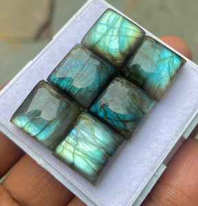 5 cabochons carrés en labradorite naturelle, pierres précieuses de qualité, pierres en vrac pour la fabrication de bijoux - Product Image 5
