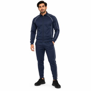 Ensemble de survêtement réfléchissant pour hommes avec veste zippée et pantalon de jogging pour équipes de course nocturne et fourniture en marque blanche pour commandes en gros - Product Image 1