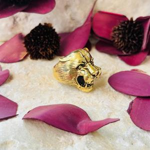 Anillo gótico de latón con diseño de pantera, chapado en oro, estilo punk, unisex, para motociclistas. - Product Image 3