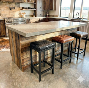 Tabouret de bar vintage en cuir et fer, design industriel moderne pour cuisine, hôpital, centre commercial, hôtels, salle à manger, extérieur, salon - Product Image 2