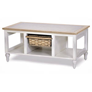 Mesa de centro Eversole Coastal con elegante Almacenamiento de mimbre e incrustaciones de vidrio - Product Image 1