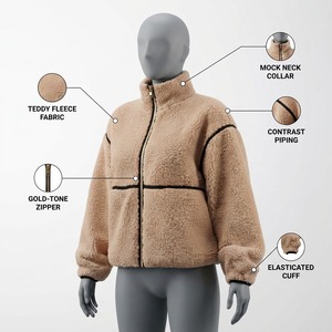 Chaqueta de forro polar con cremallera para hombre, cuello alto, estilo sherpa, con bloques de color, abrigo de invierno - Product Image 6