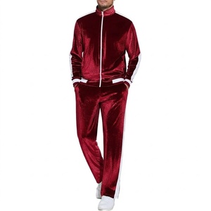 Heavyweight <b>Men</b> <b>Velvet</b> Tracksuit Full Length Zipper Closure Solid Color Casual Jogging Suit Side Pockets Regular Fit Autumnwear - Product Image 3