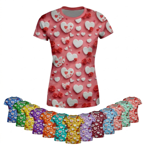 T-shirt de yoga imprimé en 3D personnalisé de haute qualité à 100 %, coupe ajustée décontractée, manches courtes, respirant, streetwear, vêtements de sport - Product Image 1