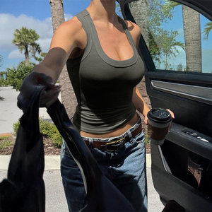 Women Knitted 100% Cotton Solid Color Halter Neck Lace Tassel Crop Tank <b>Top</b> Hip Hop Style Green - Product Image 4